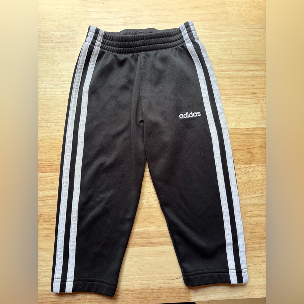 Adidas Black Sweatpants with Signature Stripes toddlers